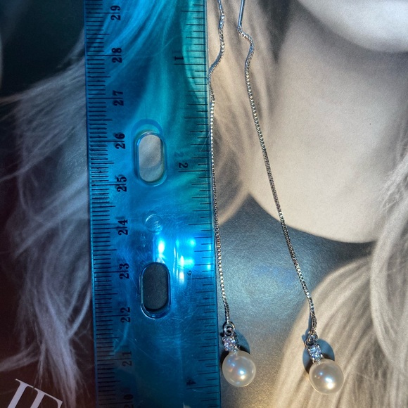 🌟 Faux Pearl Sterling Silver 925 Earrings - Picture 4 of 4